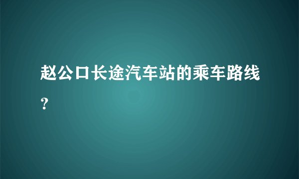 赵公口长途汽车站的乘车路线？