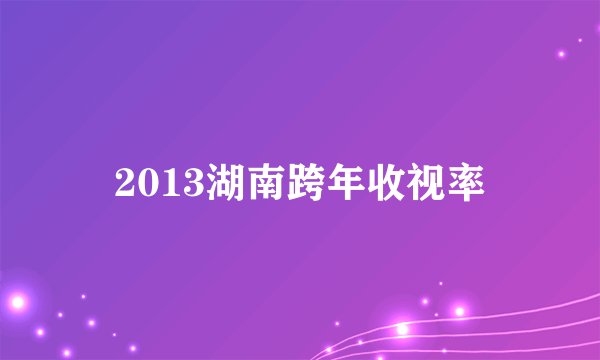 2013湖南跨年收视率