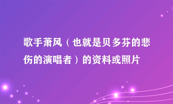 歌手萧风（也就是贝多芬的悲伤的演唱者）的资料或照片
