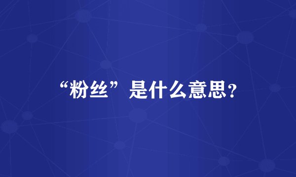 “粉丝”是什么意思?