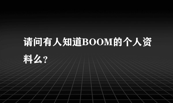 请问有人知道BOOM的个人资料么?