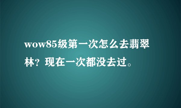 wow85级第一次怎么去翡翠林？现在一次都没去过。