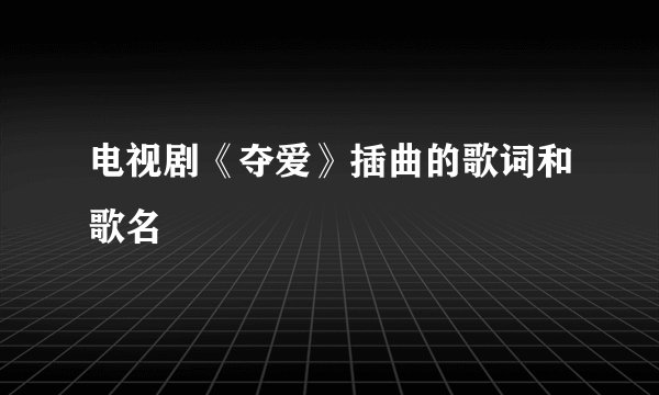 电视剧《夺爱》插曲的歌词和歌名