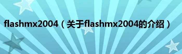 flashmx2004（关于flashmx2004的介绍）