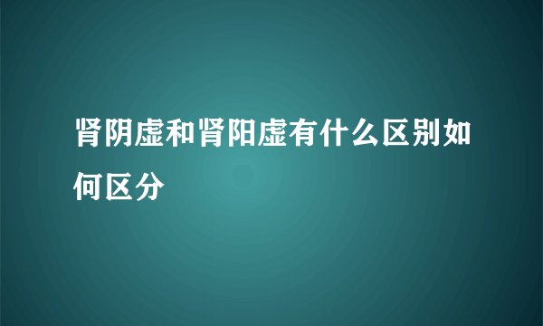 肾阴虚和肾阳虚有什么区别如何区分