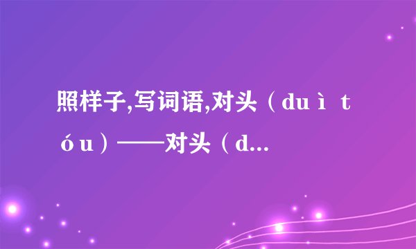 照样子,写词语,对头（duì tóu）——对头（duì tou）：（）（）（）（）（）