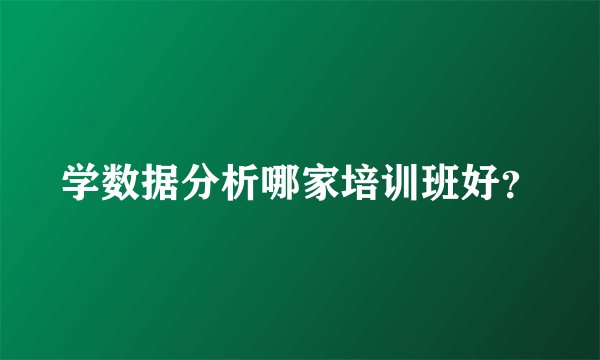 学数据分析哪家培训班好?