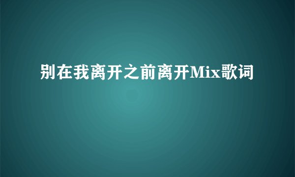 别在我离开之前离开Mix歌词