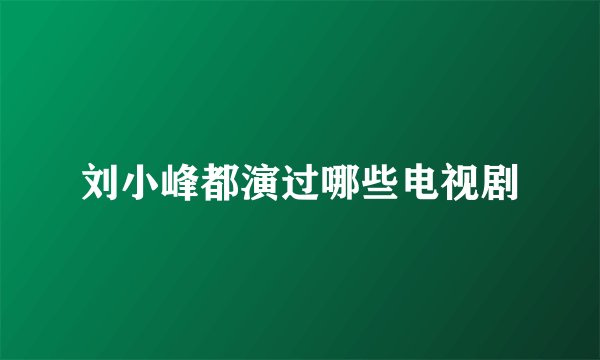 刘小峰都演过哪些电视剧