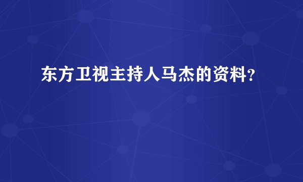东方卫视主持人马杰的资料？