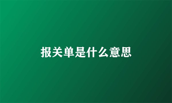 报关单是什么意思