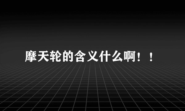 摩天轮的含义什么啊！！