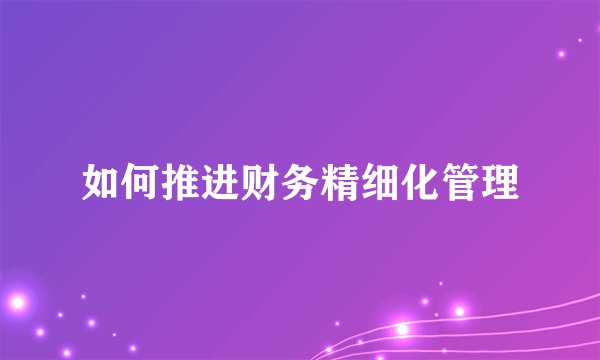 如何推进财务精细化管理