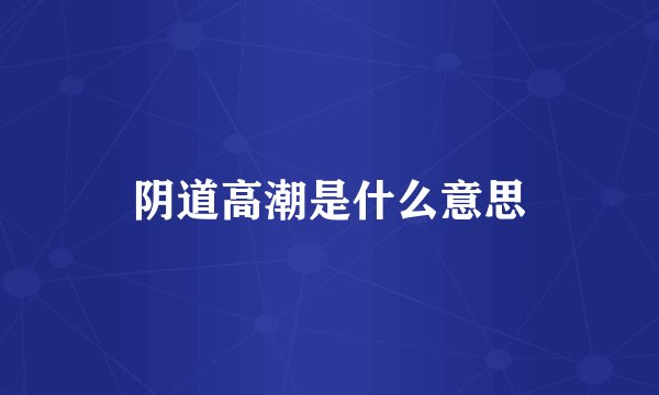阴道高潮是什么意思
