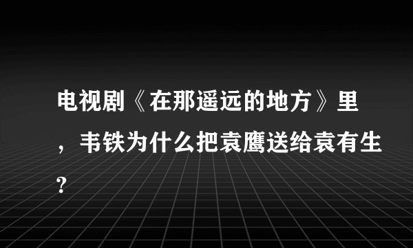 电视剧《在那遥远的地方》里，韦铁为什么把袁鹰送给袁有生？