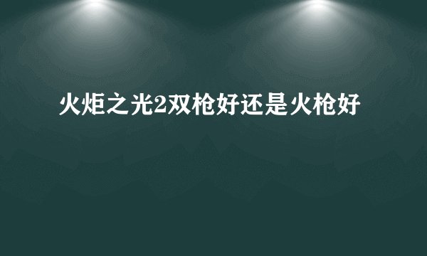 火炬之光2双枪好还是火枪好