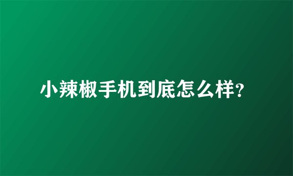 小辣椒手机到底怎么样?