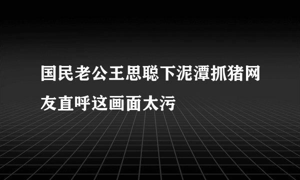 国民老公王思聪下泥潭抓猪网友直呼这画面太污