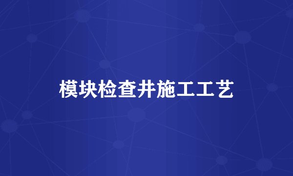 模块检查井施工工艺