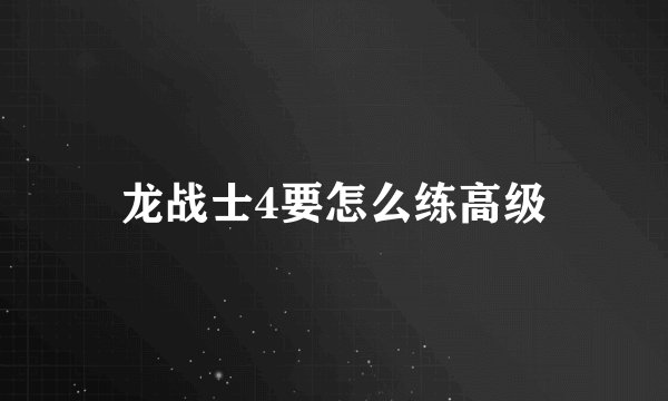龙战士4要怎么练高级