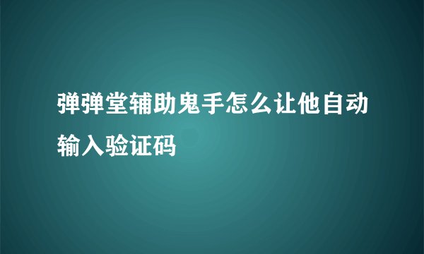 弹弹堂辅助鬼手怎么让他自动输入验证码