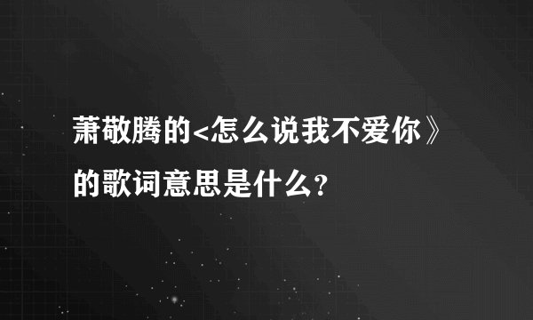 萧敬腾的<怎么说我不爱你》的歌词意思是什么？