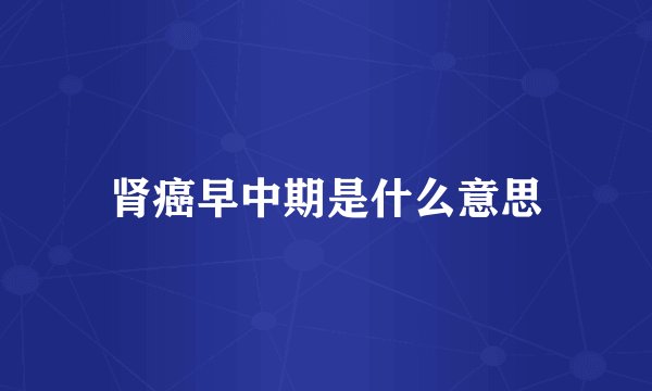 肾癌早中期是什么意思