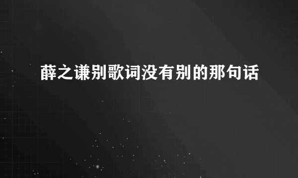 薛之谦别歌词没有别的那句话