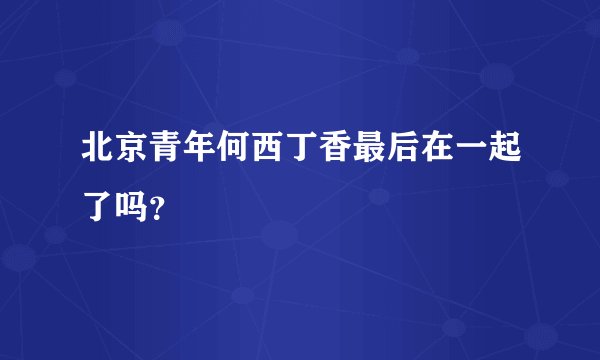 北京青年何西丁香最后在一起了吗？