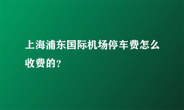 上海浦东国际机场停车费怎么收费的?