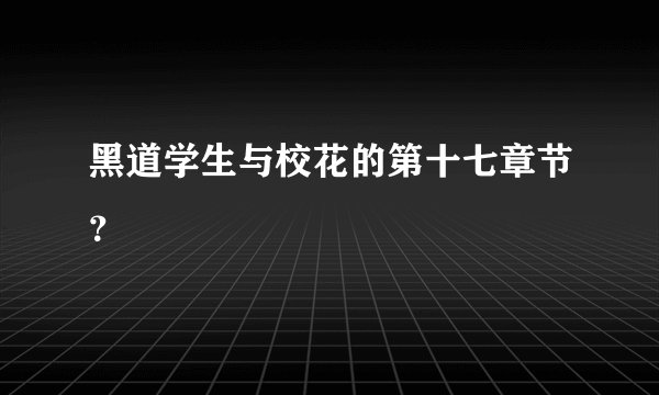黑道学生与校花的第十七章节？