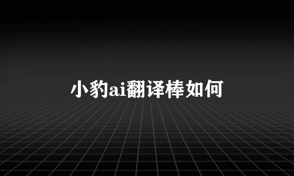 小豹ai翻译棒如何