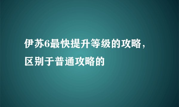 伊苏6最快提升等级的攻略，区别于普通攻略的