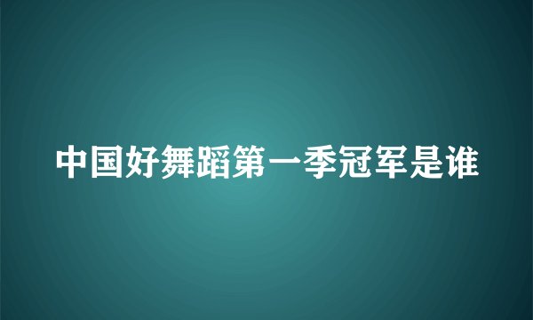 中国好舞蹈第一季冠军是谁