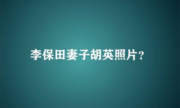 李保田妻子胡英照片？