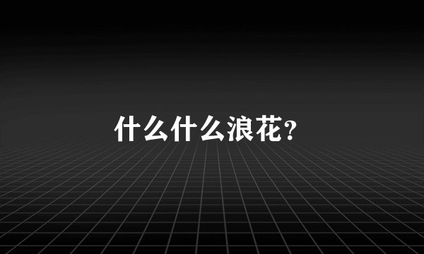 什么什么浪花？