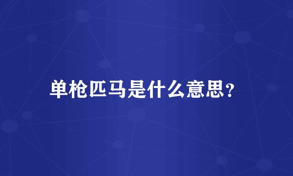 单枪匹马是什么意思？