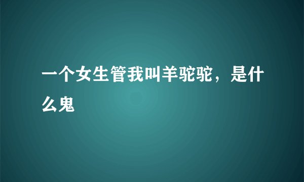 一个女生管我叫羊驼驼，是什么鬼