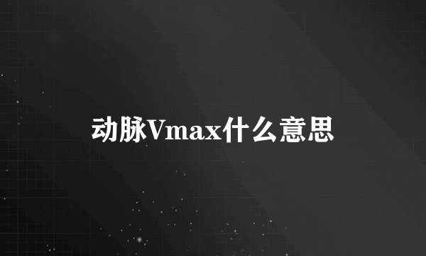 动脉Vmax什么意思