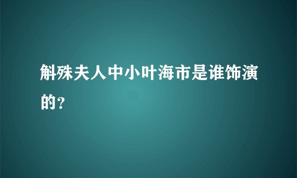 斛殊夫人中小叶海市是谁饰演的？