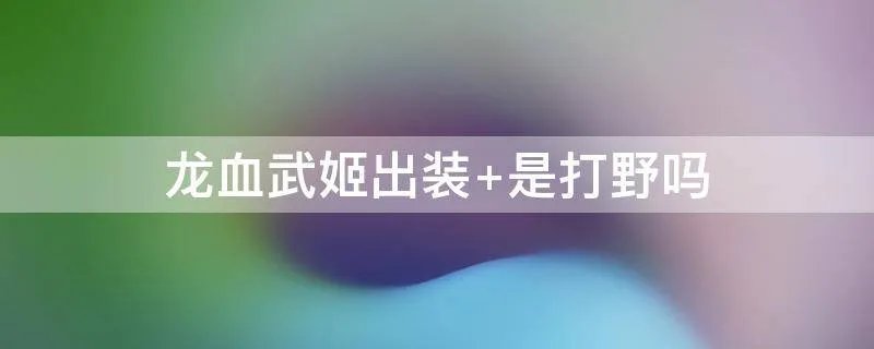 龙血武姬出装 是打野吗