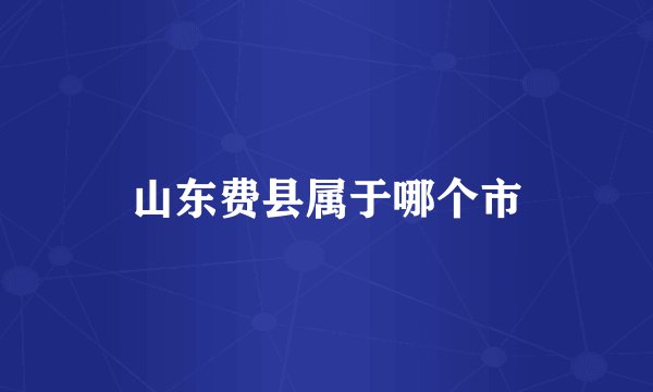 山东费县属于哪个市