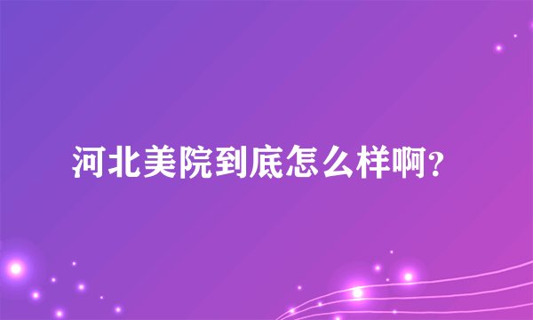 河北美院到底怎么样啊?