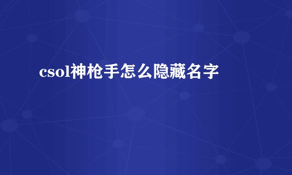 csol神枪手怎么隐藏名字