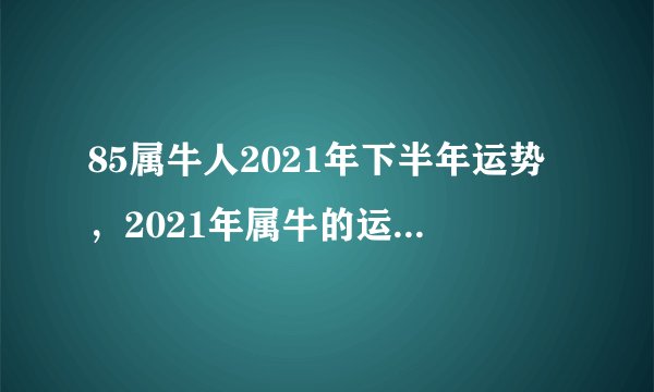 85属牛人2021年下半年运势,2021年属牛的运势和财运