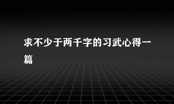 求不少于两千字的习武心得一篇
