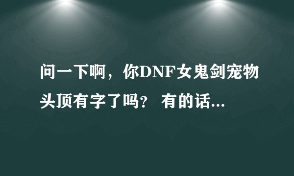 问一下啊，你DNF女鬼剑宠物头顶有字了吗？ 有的话，求解，怎么弄？