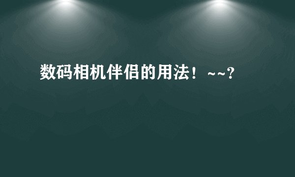 数码相机伴侣的用法!~~?