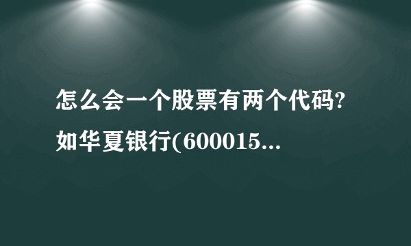 怎么会一个股票有两个代码?如华夏银行(600015,003015)