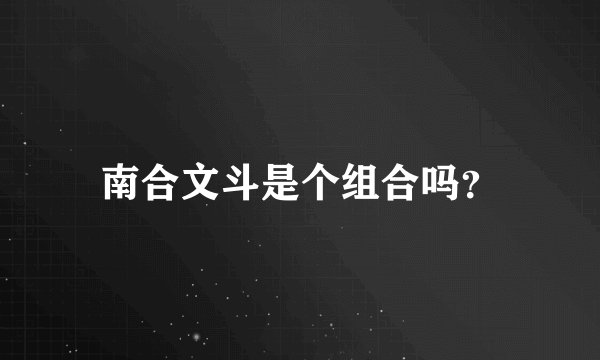 南合文斗是个组合吗?